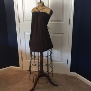 Mini brown strapless dress
